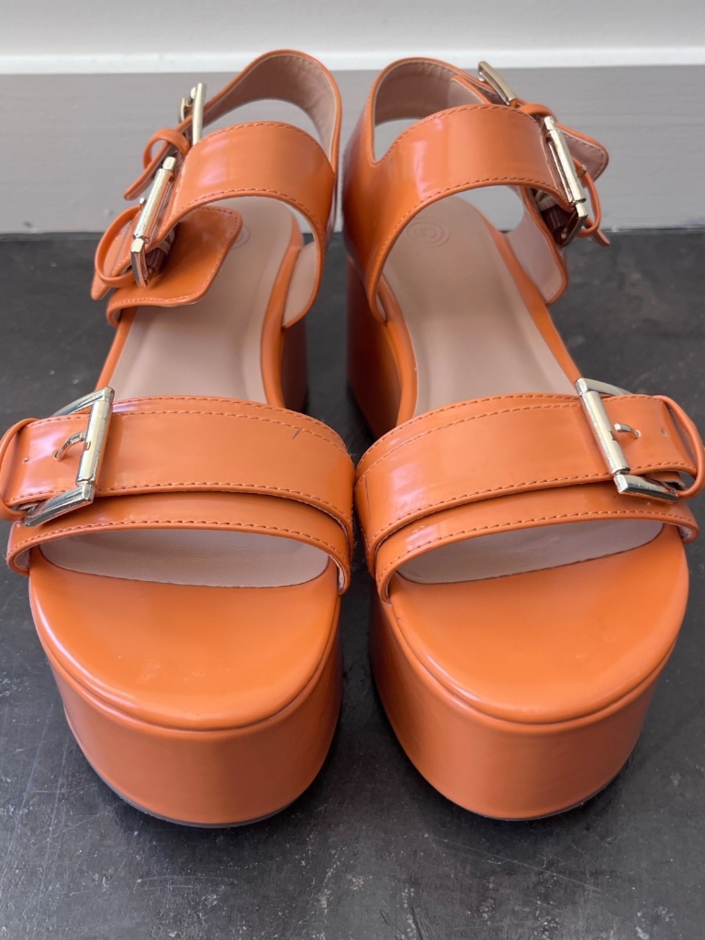 Urban Outfitters Orange "Violet" buckled platform sandal women 8 - Picture 11 of 13